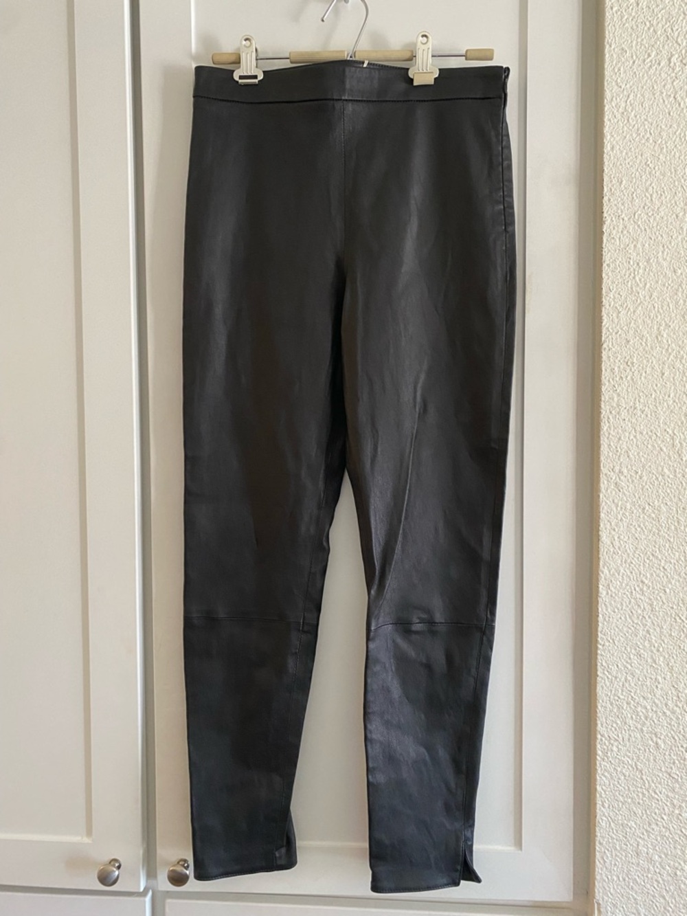 8 by Yoox Black Lambskin Leather Pants Women’s EU 44 US 8-10 Made In Italy NWT